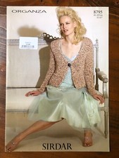 Sirdar 8795 knitting pattern ladies ribbon yarn 1-button cardigan
