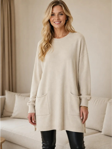Longline pocket knitted - longline, (a)