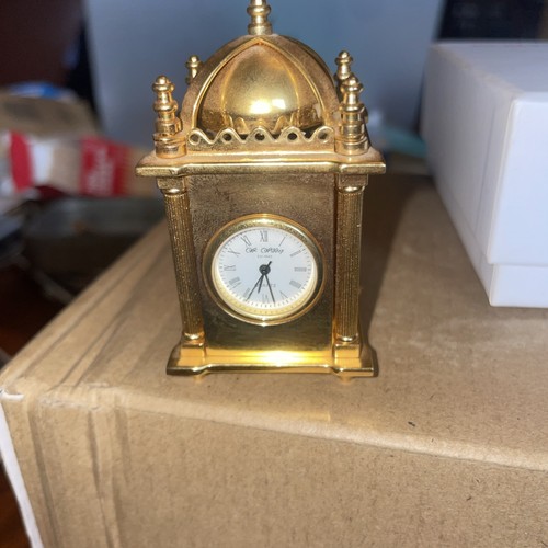 Brass miniature clock - brass,