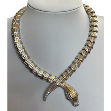 Vintage 1980s Silver Gold Tone Snake Necklace