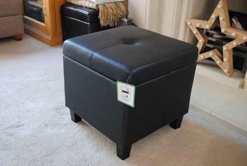 Black genuine leather storage - leather,