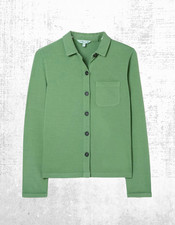 Women’s Fat Face Jersey Shirt Green Soft Cotton Long Sleeve Collared Jess