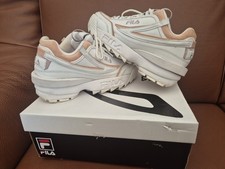 Fila Disruptor Chunky Trainers Shoes Size 7.5 Womens Girls White Peach Boxed