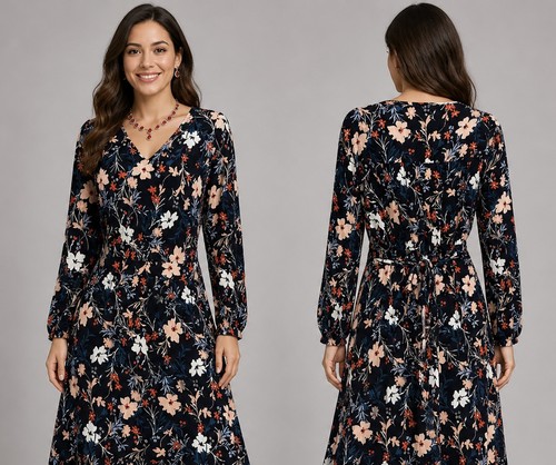 Bhs navy multi floral - , stretch