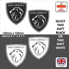 Set Of 2 PEUGEOT Matt Black Or White Large Vinyl Stickers For Cars & Vans
