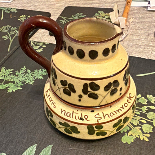 Glazed ceramic shamrock jug - shamrock,