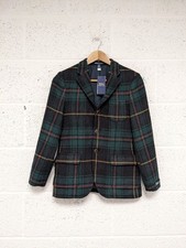 Polo Ralph Lauren 100% Wool Blazer Jacket Sport Coat Green Tartan Check UK 10-12