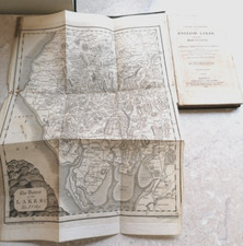 ENGLISH LAKES & MOUNTAINS - OTLEY - DRUID CIRCLES GIANTS GRAVE FOLD OUT MAP 1830