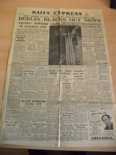 Old vintage orig ww2 newspaper - old,