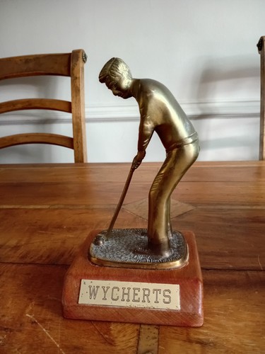 Vintage brass golf trophy - vintage, on