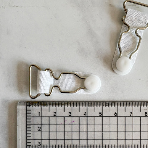 White garter suspender clips - white,
