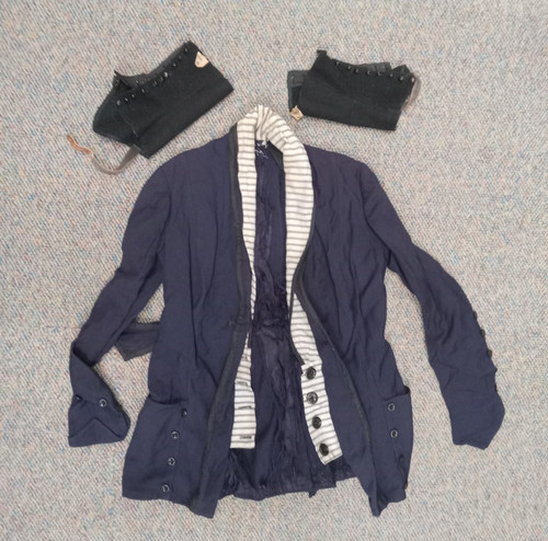 Antique 1900s navy wool - navy,