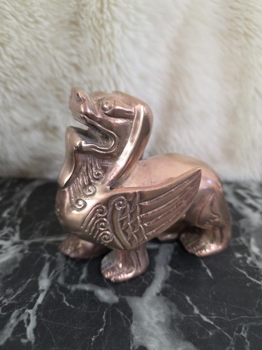 Rare vintage brass dog - fu,
