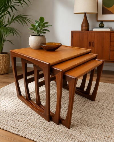 Vintage mid century teak nest - mid,