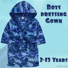 Boys Dressing Gown Camo Size 2 3 4 5 6 7 8 9 10 11 12 13 Years Age Shark Infant