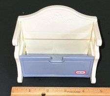 Vintage Little Tikes Dollhouse Size Blue Toy Box Storage Bench Bin 4 1/2" No Lid