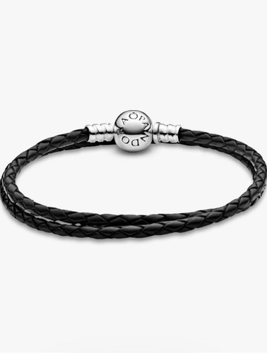 Pandora black leather bracelet - leather,