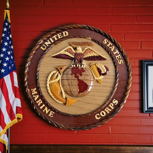 Marine corps wooden plaque - wooden,