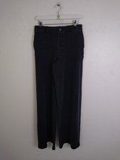 M&S Women's Trousers Size 8 Long Black Denim High Rise Wide Leg Jeans New F2