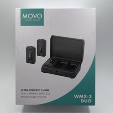 Movo WMX-2-DUO Dual Wireless Lavalier Microphone System with Charging Case