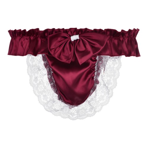 Satin ruffle bow - thong, sissy