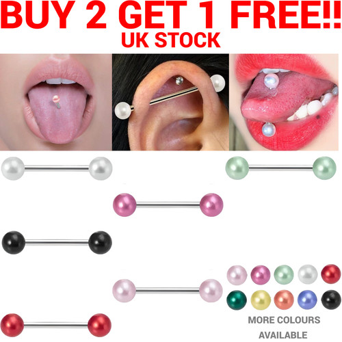 Pearl tongue bar ear - tongue,