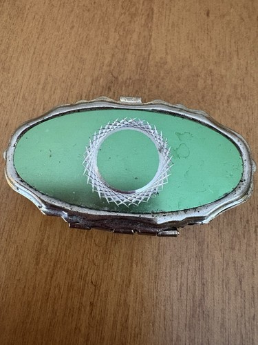 Vintage pill box with green - box,