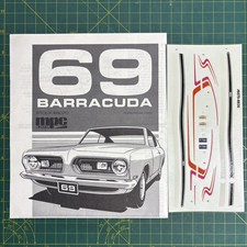 MPC 1969 PLYMOUTH BARRACUDA  1/25 SCALE MODEL KIT Decals & Instructions