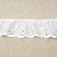 Broderie Anglaise Gathered Lace White Choice of Widths  and Lengths
