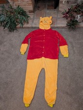 Disney Winnie the Pooh Adult One Piece Pajamas Costume Fleece Hooded Jumpsuit