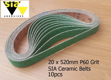 10PCS  20mm X 520mm P60 GRIT SIA CERAMIC SANDING BELTS FOR 20MM BELT SANDER