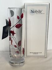 Nobile Hand Painted Ruby Leaf Vase/Glass 19.5 cm (New But Has Been Engraved)