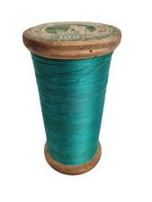 Vintage Brilliant Mercerised Cotton No.100 Spool Green Thread 6000yds J.A. CARP