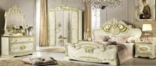 Stunning Luxury Leonardo Italian High Gloss Ivory and Gold Bedroom Furniture set