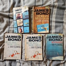 Vintage James Bond Paperback Books x 5 By Pan Books - Thunderball, Moonraker Etc