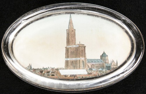 Antique oval glass pictorial - antique,