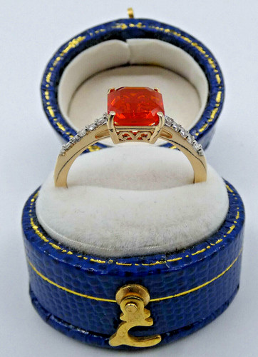 Fire opal diamond ring - fire,