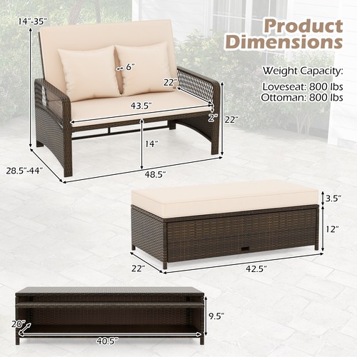 Patio rattan daybed piece - patio,