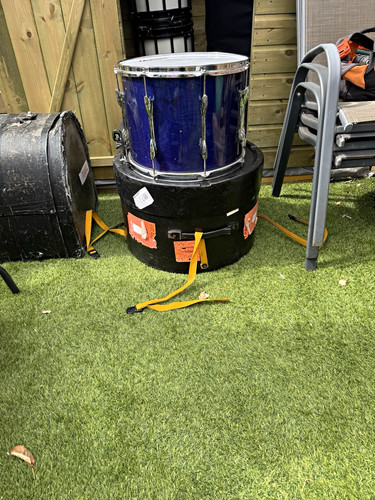 Blue wood drum - wood, set