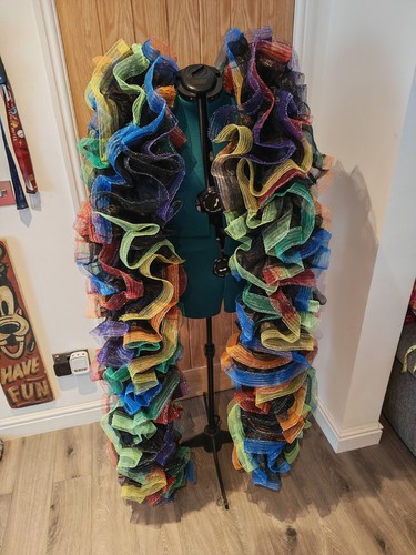 Black rainbow organza boa drag - rainbow,