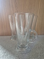 3 x TALL LATTE GLASSES COFFEE MUG GLASS HANDLE CHOCOLATE CAPPUCCINO DRINK 270ml