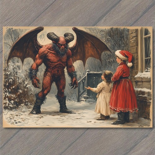 Postcard krampus christmas - postcard,