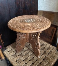 Carved Wooden Folding Stool