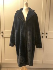 Rut & Circle Navy Blue Long Faux Fur Coat Size L Polyester lined