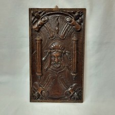 19th Century carved oak hanging wall panel , probably of French origin.