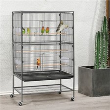 Large Parrot Cage 2 Tiers Rolling Bird Cage for Cockatoo Lovebird with 3 Perches