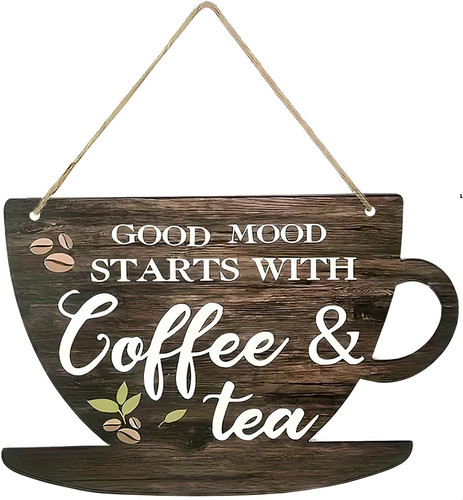 Tea coffee wooden sign - tea,
