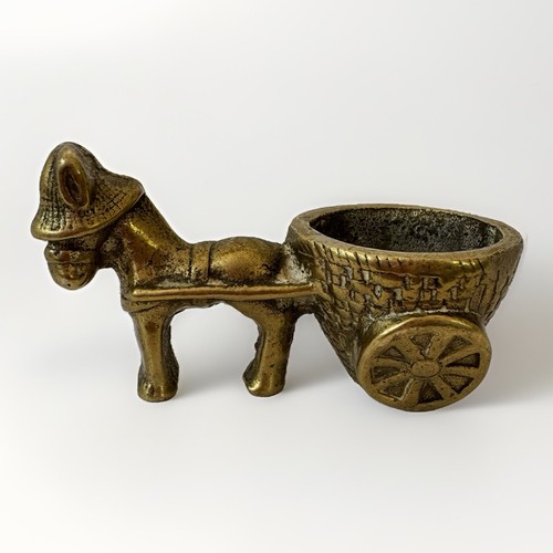 Vintage brass donkey - donkey, cart