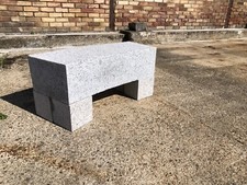 MODERN CURVED GRANITE SOLID STONE BENCH -SILVER  GREY -