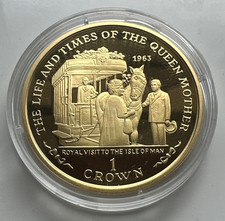 ISLE of MAN 2000 GOLD ON SILVER PROOF (92.5%) Crown Coin Queen Mother 28.28g